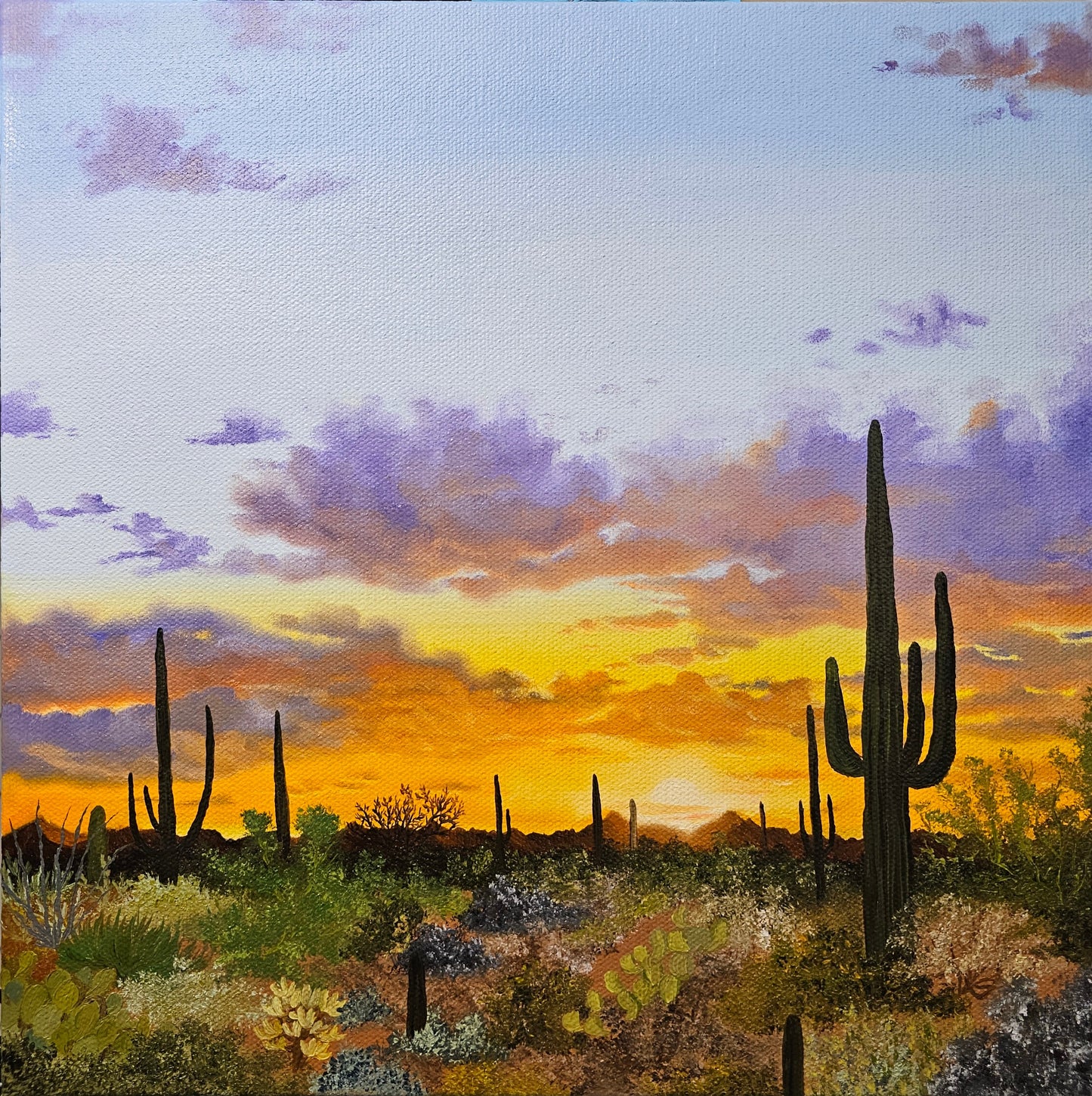 Saguaro Sunset Oil Painting