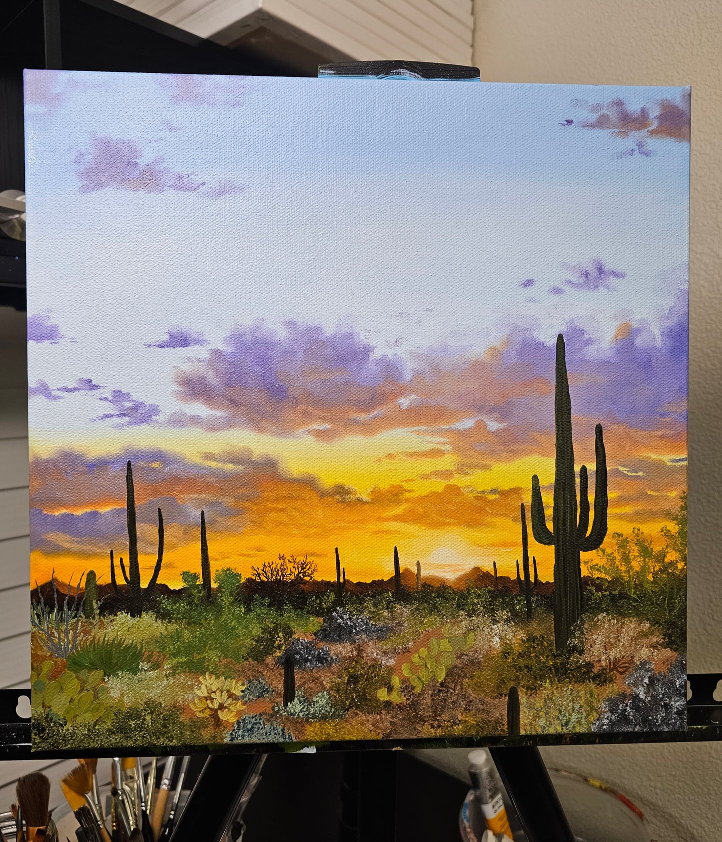 Saguaro Sunset Oil Painting