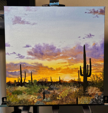 Saguaro Sunset Oil Painting