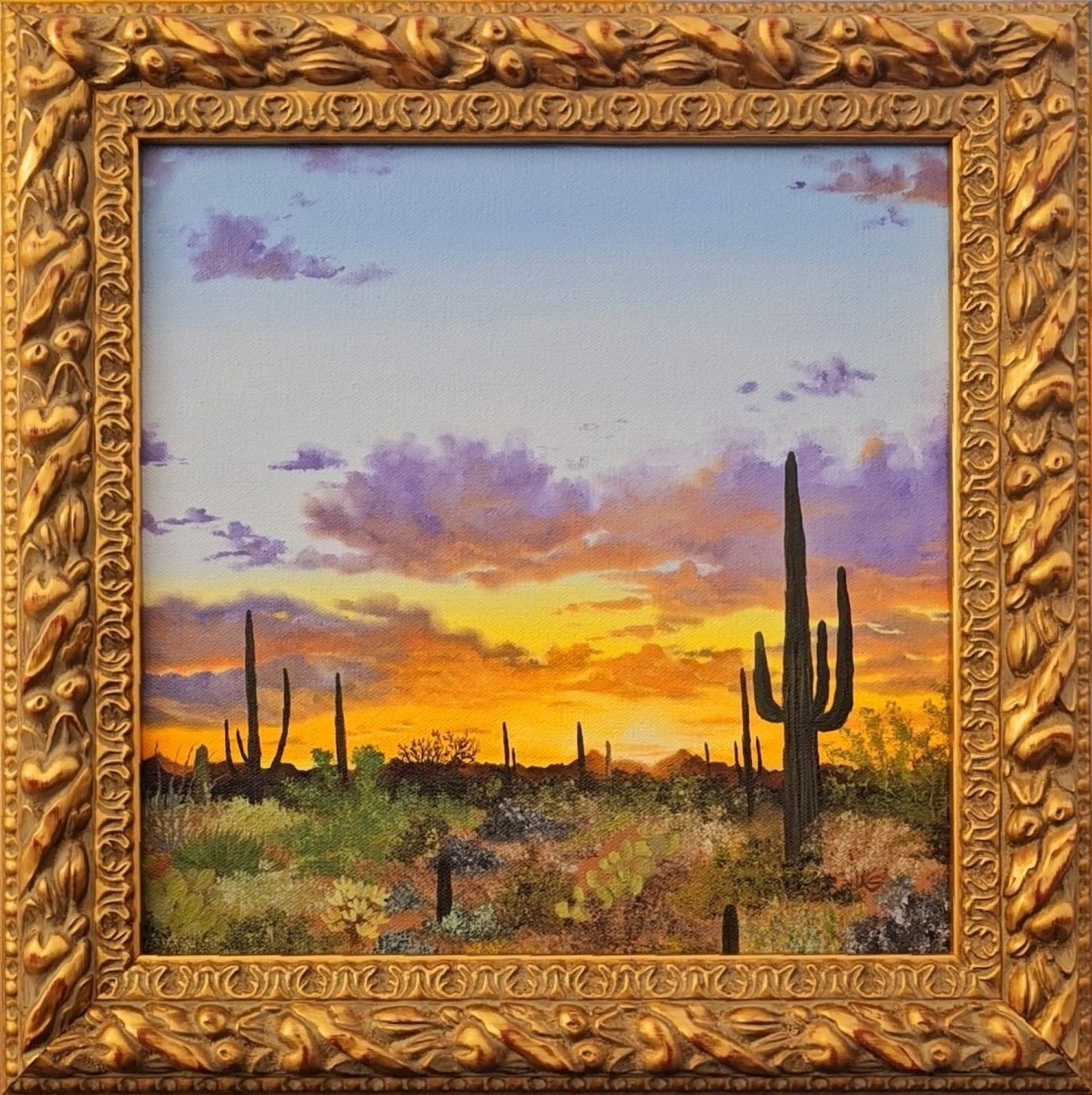 Saguaro Sunset Oil Painting